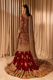 Latest Red Pakistani Bridal Dress in Kameez and Lehenga Style