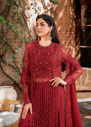 Latest Red Pakistani Party Dress in Kameez and Sharara Style