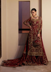 Latest Red Pakistani Wedding Dress in Bridal Gharara Style