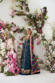 Latest Teal Blue Angrakha and Lehenga Pakistani Wedding Dress