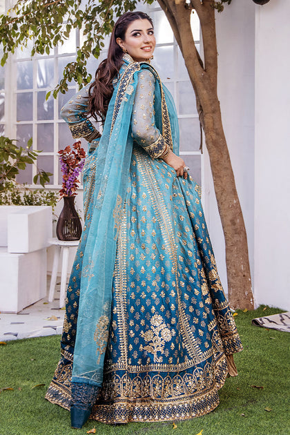 Traditional Pishwas Frock with Lehenga Dupatta Dress – Nameera by Farooq