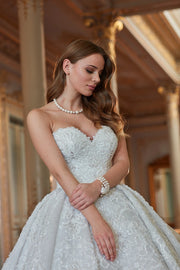 Latest White Embellished Princess Bridal Gown for Wedding