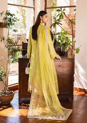 Latest Yellow Pakistani Party Dress in Kameez Trouser Style