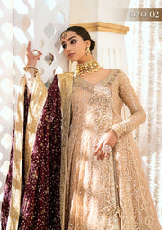 Light Brown Embroidered Kalidar Frock Pakistani Wedding Dress Sharara