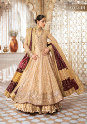 Light Brown Embroidered Kalidar Frock Pakistani Wedding Sharara