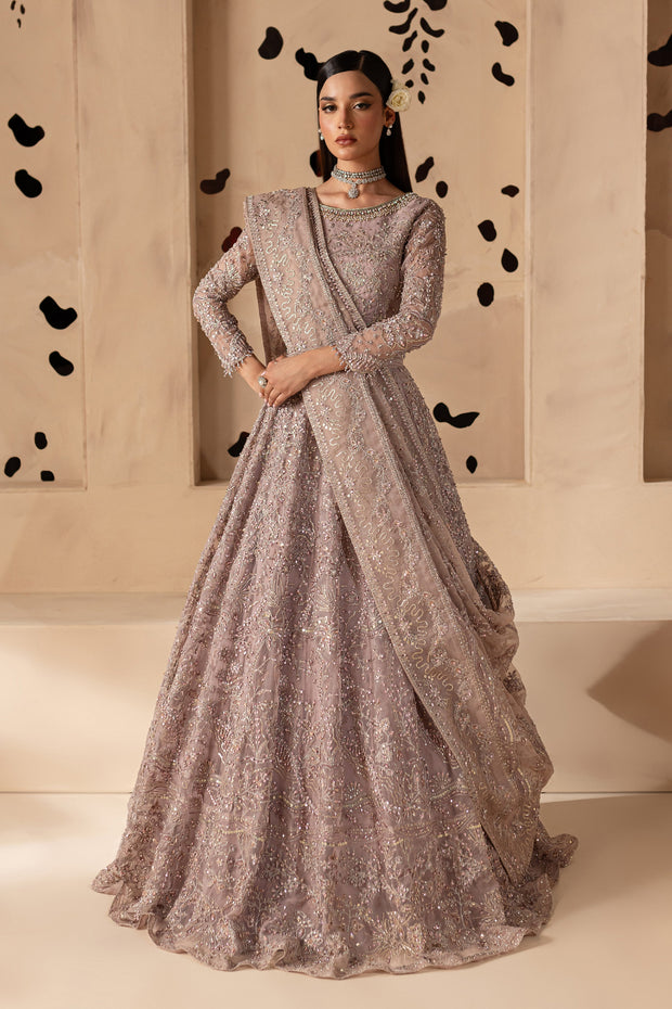 Lilac Organza Lehenga and Choli Pakistani Bridal Dress