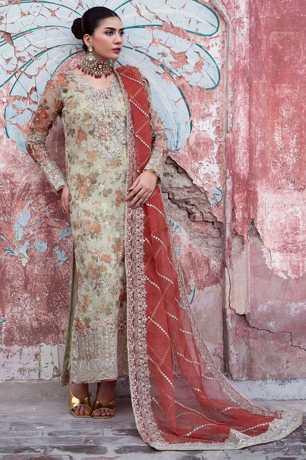 Luxury Floral Digital Printed Embellished Pakistani Wedding Dress