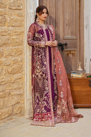 Luxury Magenta Embroidered Pakistani Wedding Dress Front Gown