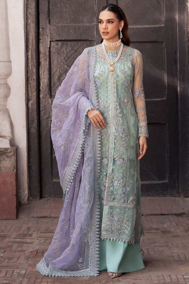 Luxury Mint Green Embroidered Pakistani Wedding Kameez Trousers