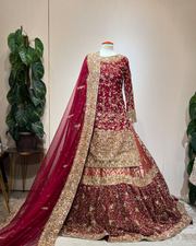 Luxury Pakistani Bridal Dress in Lehenga Kameez Style