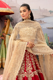 Luxury Pakistani Party Dress Golden and Red Lehenga Outfit