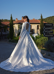 Luxury Satin Bridal Gown with Sewn Design With Buttons