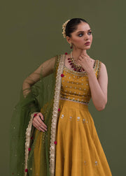 Luxury Yellow Green Pakistani Wedding Lehenga Choli and Dupatta