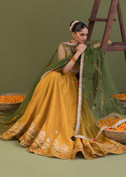 Luxury Yellow Green Pakistani Wedding Wear Lehenga Choli