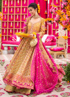 Luxury Yellow Magenta Shade Pakistani Bridal Dress