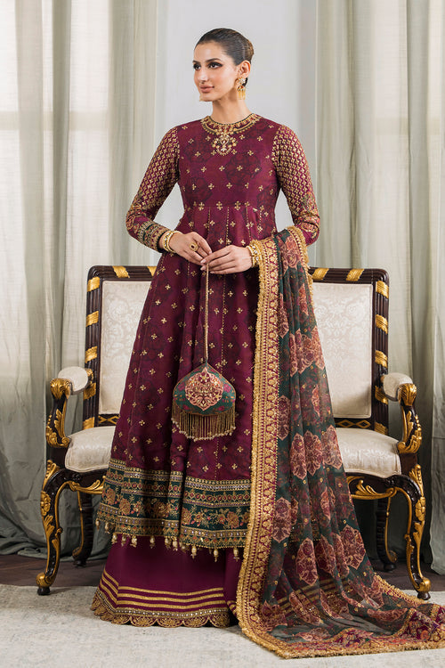 Magenta Pakistani Party Dress in Premium Chiffon Fabric