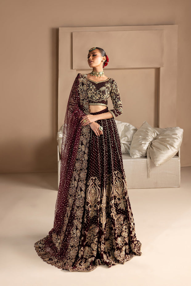 Maroon Bridal Lehenga and Choli Pakistani Dress