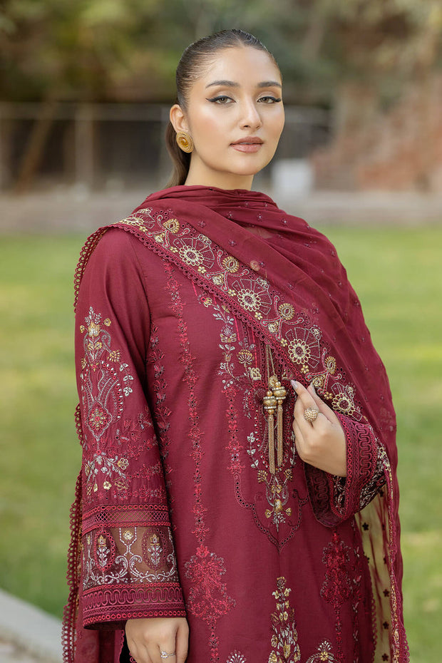 Maroon Embroidered Pakistani Salwar Kameez Dupatta