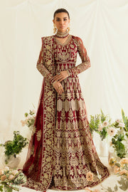 Maroon Heavily Embellished Pakistani Wedding Dress in Pishwas Style