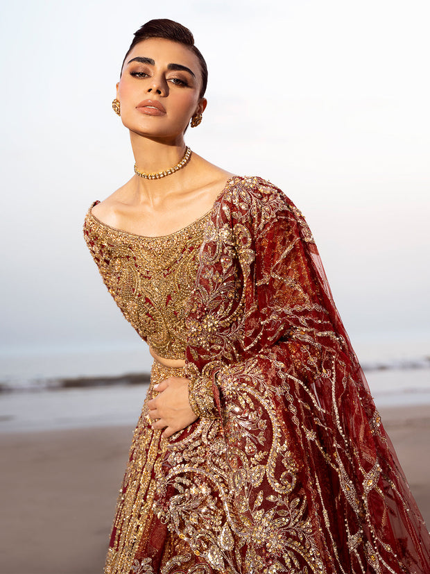 Maroon Red Lehenga Dupatta Pakistani Bridal Dress in Fremont