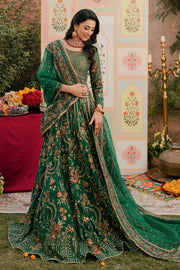 Mehndi Green Heavily Embellished Pakistani Dress Lehenga Choli