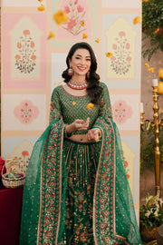 Mehndi Green Heavily Embellished Pakistani Wedding Dress Choli