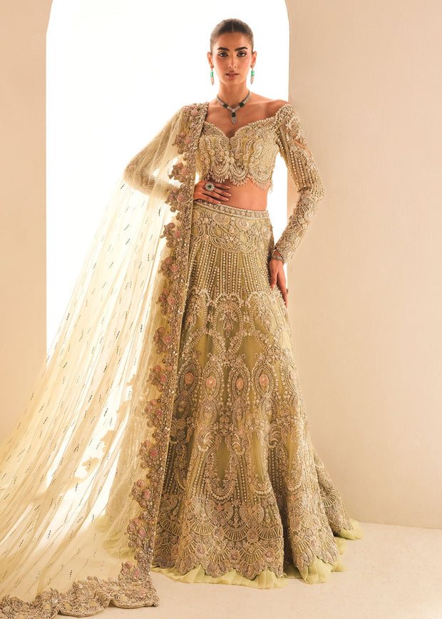 Mint Green Choli Lehenga Dupatta Pakistani Bridal Dress