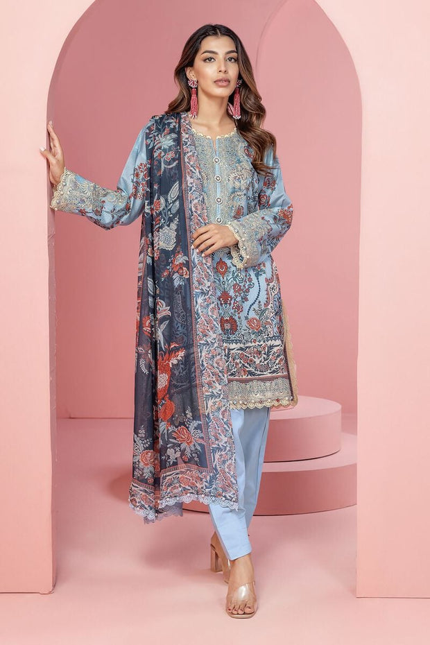 Mist Blue Pakistani Salwar Kameez Style Party Wear Salwar Suit