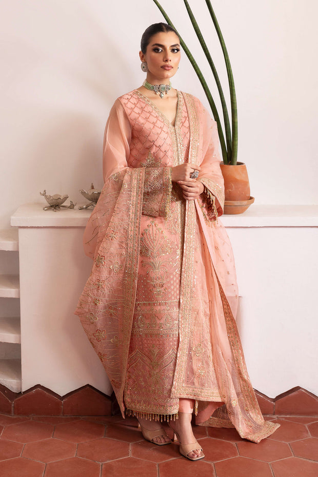 Mughal Gown Shirt with Pants Flamingo Pink Pakistani Wedding Dress