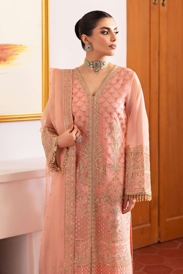 Mughal Gown Style Shirt Pants Flamingo Pink Pakistani Wedding Dress