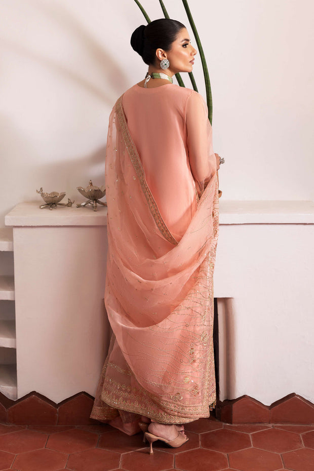 Mughal Gown Style Shirt with Pants Flamingo Pink Pakistani Dress