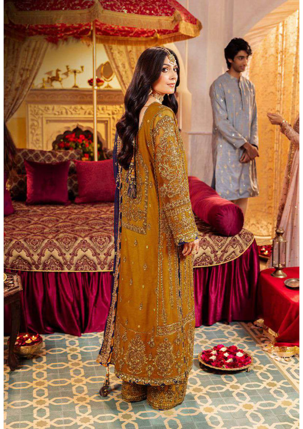 Mustard Embroidered Pakistani Wedding Wear Salwar Kameez