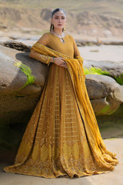 Mustard Heavily Embellished Floor Length Pishwas Pakistani Wedding Dress