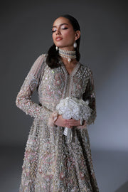 Net Pakistani Bridal Dress in Gown Style