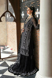 New Classic Black Pakistani Wedding Dress in Kameez Crushed Sharara Style