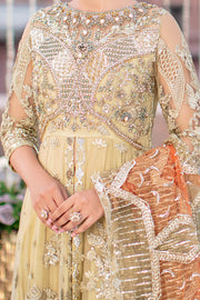 New Classic Gold Heavily Embellished Pakistani Party Dress in Frock Style 2023