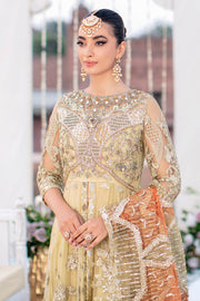 New Classic Gold Heavily Embellished Pakistani Party Dress in Frock Style