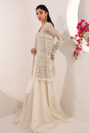 New Crystal White Embroidered Pakistani Wedding Dress in Jacket Style 2023