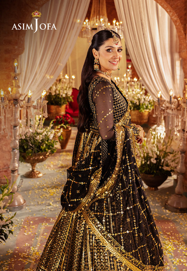 New Elegant Black and Golden Luxury Embroidered Pakistani Party Wear Pishwas