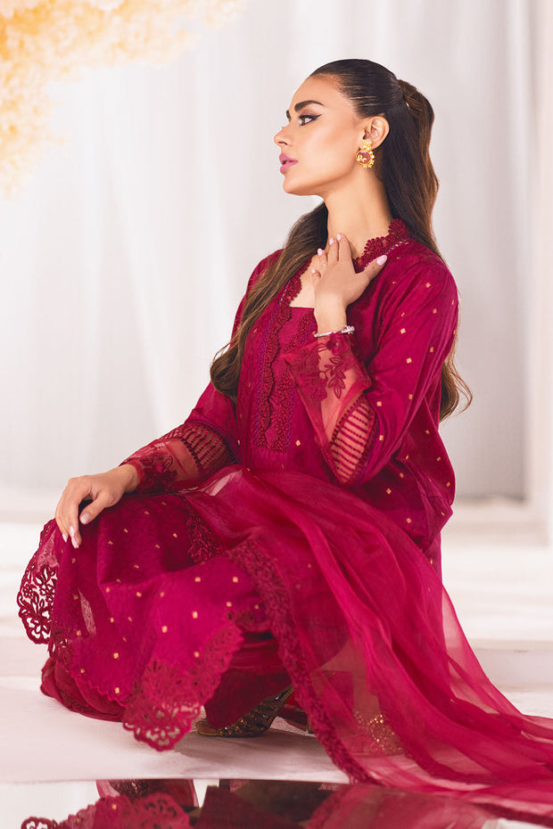 New Embroidered Shocking Pink Pakistani Salwar Kameez with Dupatta Dress