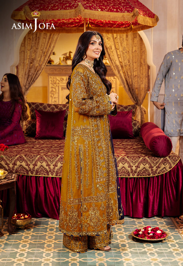 New Gold Shade Embroidered Twisted Silk Unstitched Pakistani Party Dress