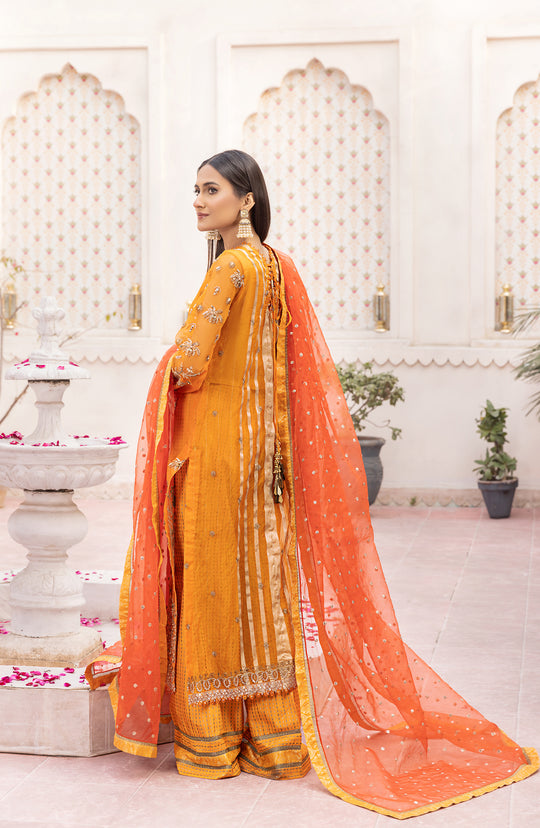 New Orange Embroidered Pakistani Kameez Trousers Wedding Dress 2023