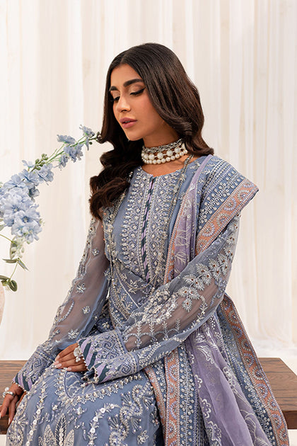 Pakistani Kameez Sharara Embroidered Grey Wedding Dress – Nameera by Farooq