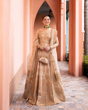 Off-White Pishwas Frock Style Pakistani Wedding Dress