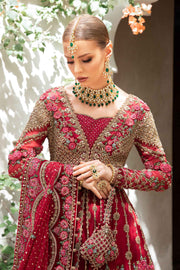 Open Gown with Red Lehenga Dupatta Pakistani Bridal Dress