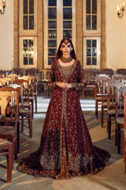 Open Pishwas Lehenga and Dupatta Pakistani Bridal Dress