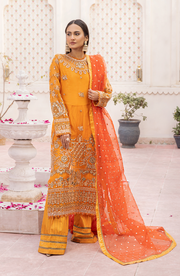 Orange Embroidered Pakistani Kameez Trousers Wedding Dress