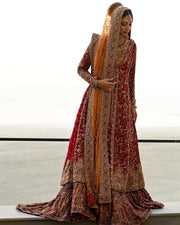 Orange Red Kameez Lehenga for Pakistani Bridal 2023