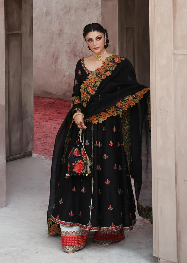 BLACK ANARKALI KURTA WITH PANT AND DUPATTA