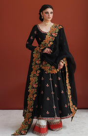 Pakistani Black Dress in Pishwas Style for Wedding